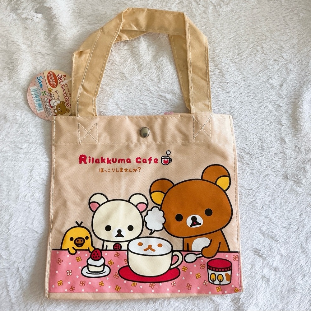 Brand New Rilakkuma Cafe school lunchbox / bento box bag snap closure